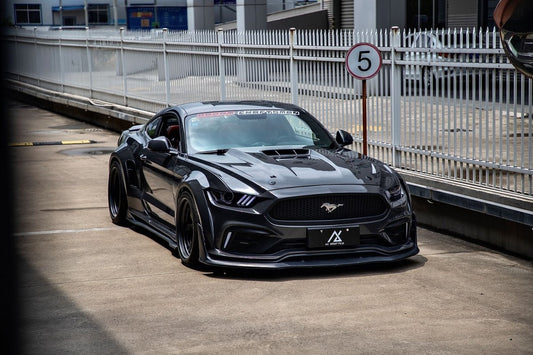 Ford Mustang Ecoboost V6 GT S550.1 2015 2016 2017 with Aftermarket Parts - "CAVALIER" Hood & Replacement Hood Carbon Fiber / FRP from Robot Craftsman