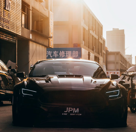 Ford Mustang Ecoboost V6 GT S550.1 2015 2016 2017 with Aftermarket Parts - "CAVALIER" Hood & Replacement Hood Carbon Fiber / FRP from Robot Craftsman