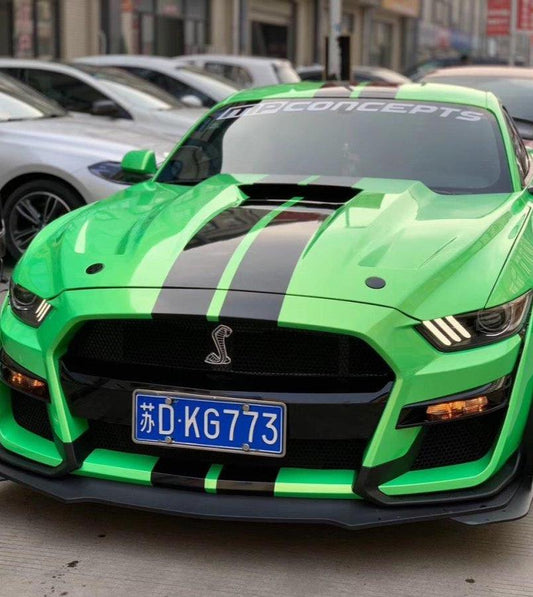 Ford Mustang Ecoboost V6 GT S550.1 2015 2016 2017 with Aftermarket Parts - "CAVALIER" Hood & Replacement Hood Carbon Fiber / FRP from Robot Craftsman