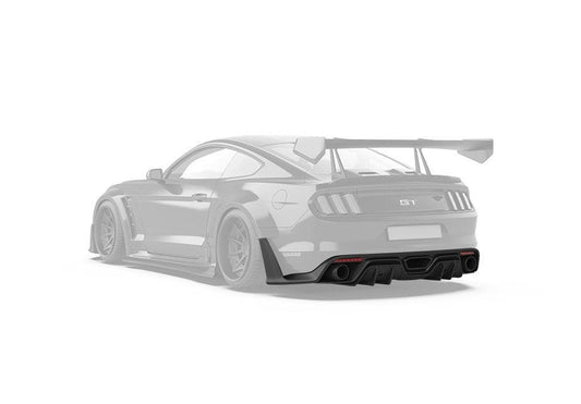 Ford Mustang Ecoboost V6 GT March1 Bullitt S550.1 S550.2 2015-2023 (note: dual exhaust tips) with Aftermarket Parts - CAVALIER Rear Diffuser Carbon Fiber/FRP from Robot Craftsman
