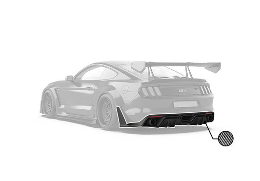 Ford Mustang Ecoboost V6 GT March1 Bullitt S550.1 S550.2 2015-2023 (note: dual exhaust tips) with Aftermarket Parts - CAVALIER Rear Diffuser Carbon Fiber/FRP from Robot Craftsman