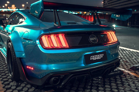 Ford Mustang Ecoboost V6 GT March1 Bullitt S550.1 S550.2 2015-2023 (note: dual exhaust tips) with Aftermarket Parts - CAVALIER Rear Diffuser Carbon Fiber/FRP from Robot Craftsman