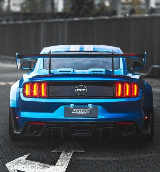 Ford Mustang Ecoboost V6 GT March1 Bullitt S550.1 S550.2 2015-2023 (note: dual exhaust tips) with Aftermarket Parts - CAVALIER Rear Diffuser Carbon Fiber/FRP from Robot Craftsman