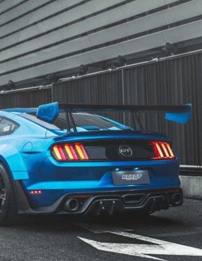 Ford Mustang Ecoboost V6 GT March1 Bullitt S550.1 S550.2 2015 2016 2017 2018 2019 2020 2021 2022 2023 with Aftermarket Parts - CAVALIER Rear GT Wing Carbon Fiber / FRP from Robot Craftsman