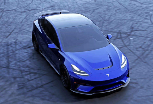 Tesla Model 3 Performance Long Range Standard Base 2017 2018 2019 2020 2021 2022 2023 with Aftermarket Parts - "Crypton" Hood Bonnet Carbon Fiber / FRP from Robot Craftsman