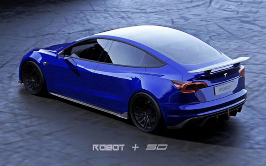Tesla Model 3 Performance Long Range Standard Base 2017-2023 with Aftermarket Parts - Crypton Side Skirts Carbon Fiber / FRP from Robot Craftsman