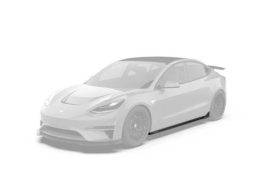 Tesla Model 3 Performance Long Range Standard Base 2017-2023 with Aftermarket Parts - Crypton Side Skirts Carbon Fiber / FRP from Robot Craftsman