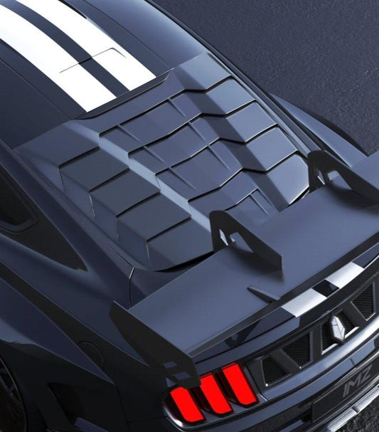 Ford Mustang Ecoboost V6 GT March1 Bullitt S550.1 S550.2 2015 2016 2017 2018 2019 2020 2021 2022 2023 with Aftermarket Parts - "DAWN & DUSK" Rear Window Louvers Carbon Fiber / FRP from Robot Craftsman