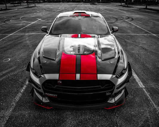 Mustang Ecoboost V6 GT March1 Bullitt S550.1 S550.2 2015 2016 2017 2018 2019 2020 2021 2022 2023 with Aftermarket Parts - "DAWN & DUSK" Roof Scoop Carbon Fiber / FRP from Robot Craftsman