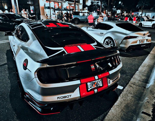 Mustang Ecoboost V6 GT March1 Bullitt S550.1 S550.2 2015 2016 2017 2018 2019 2020 2021 2022 2023 with Aftermarket Parts - "DAWN & DUSK" Roof Scoop Carbon Fiber / FRP from Robot Craftsman
