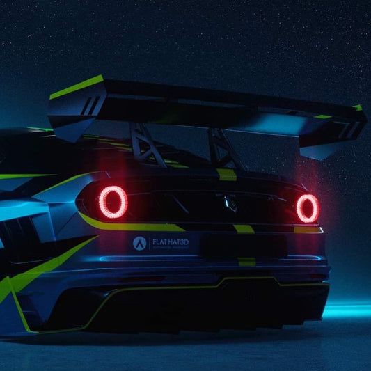 Ford Mustang Ecoboost V6 GT March1 Bullitt S550.1 S550.2 2015 2016 2017 2018 2019 2020 2021 2022 2023 with Aftermarket Parts - "DAWN & DUSK" Rear Wing & Spoiler Carbon Fiber / FRP from Robot Craftsman