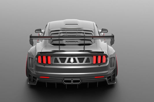 Ford Mustang Ecoboost V6 GT March1 Bullitt S550.1 S550.2 2015 2016 2017 2018 2019 2020 2021 2022 2023 with Aftermarket Parts - "DAWN & DUSK" Rear Wing & Spoiler Carbon Fiber / FRP from Robot Craftsman