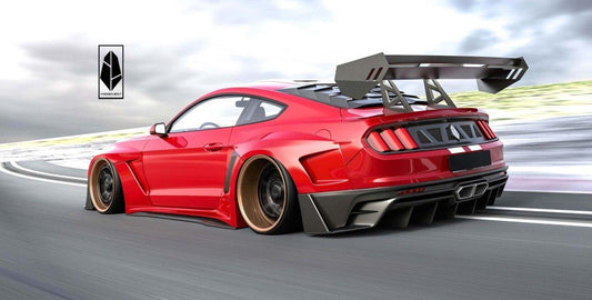 Ford Mustang Ecoboost V6 GT March1 Bullitt S550.1 S550.2 2015 2016 2017 2018 2019 2020 2021 2022 2023 with Aftermarket Parts - "DAWN & DUSK" Rear Wing & Spoiler Carbon Fiber / FRP from Robot Craftsman