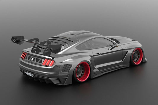 Ford Mustang Ecoboost V6 GT March1 Bullitt S550.1 S550.2 2015 2016 2017 2018 2019 2020 2021 2022 2023 with Aftermarket Parts - "DAWN & DUSK" Rear Wing & Spoiler Carbon Fiber / FRP from Robot Craftsman