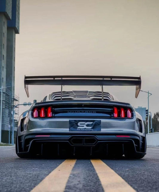 Ford Mustang Ecoboost V6 GT March1 Bullitt S550.1 S550.2 2015 2016 2017 2018 2019 2020 2021 2022 2023 with Aftermarket Parts - "DAWN & DUSK" Rear Wing & Spoiler Carbon Fiber / FRP from Robot Craftsman