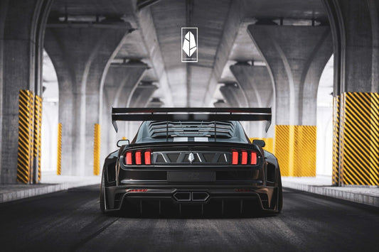 Ford Mustang Ecoboost V6 GT March1 Bullitt S550.1 S550.2 2015 2016 2017 2018 2019 2020 2021 2022 2023 with Aftermarket Parts - "DAWN & DUSK" Rear Wing & Spoiler Carbon Fiber / FRP from Robot Craftsman