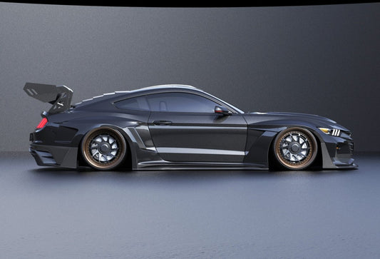 Ford Mustang Ecoboost V6 GT March1 Bullitt S550.1 S550.2 2015 2016 2017 2018 2019 2020 2021 2022 2023 with Aftermarket Parts - "DAWN & DUSK" Rear Wing & Spoiler Carbon Fiber / FRP from Robot Craftsman