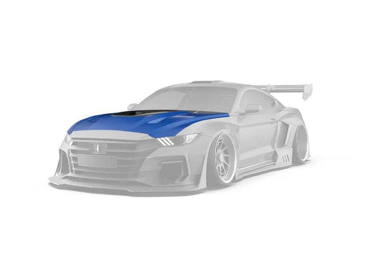 Ford Mustang Ecoboost V6 GT S550.1 2015-2017 & Mustang Ecoboost V6 GT March1 Bullitt S550.2 2018-2023 with Aftermarket Parts - "DAWN" Hood Bonnet Carbon Fiber / FRP from Robot Craftsman