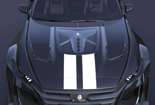 Ford Mustang Ecoboost V6 GT S550.1 2015-2017 & Mustang Ecoboost V6 GT March1 Bullitt S550.2 2018-2023 with Aftermarket Parts - "DAWN" Hood Bonnet Carbon Fiber / FRP from Robot Craftsman