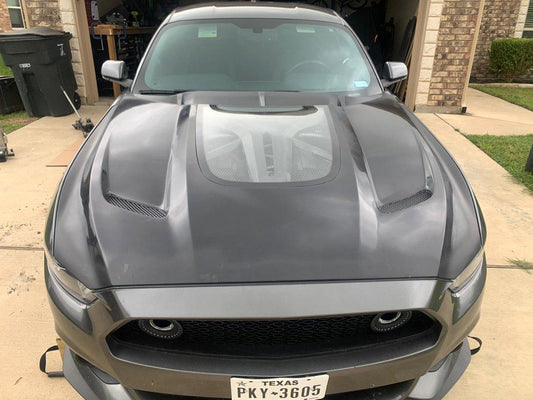 Ford Mustang Ecoboost V6 GT S550.1 2015-2017 & Mustang Ecoboost V6 GT March1 Bullitt S550.2 2018-2023 with Aftermarket Parts - "DAWN" Hood Bonnet Carbon Fiber / FRP from Robot Craftsman