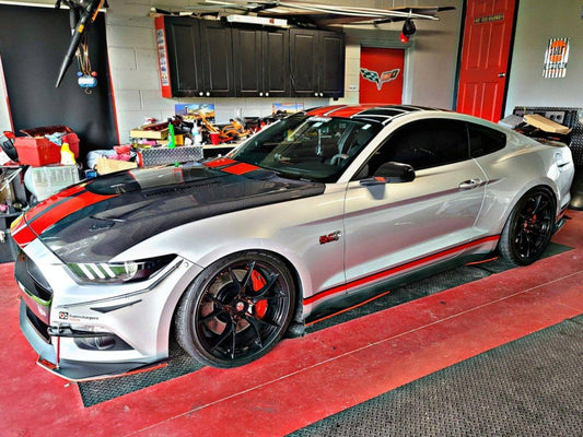 Ford Mustang Ecoboost V6 GT S550.1 2015-2017 & Mustang Ecoboost V6 GT March1 Bullitt S550.2 2018-2023 with Aftermarket Parts - "DAWN" Hood Bonnet Carbon Fiber / FRP from Robot Craftsman