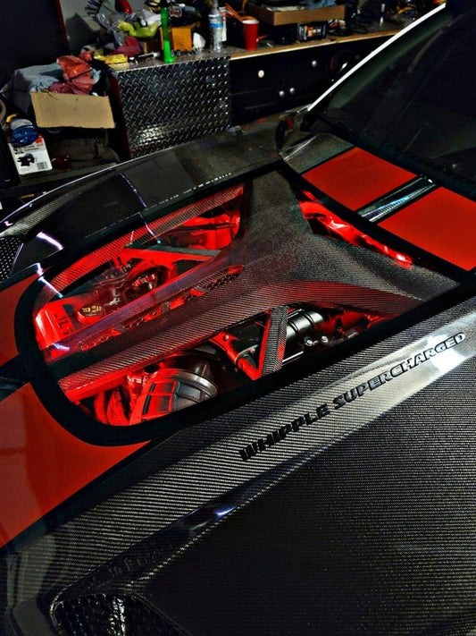 Ford Mustang Ecoboost V6 GT S550.1 2015-2017 & Mustang Ecoboost V6 GT March1 Bullitt S550.2 2018-2023 with Aftermarket Parts - "DAWN" Hood Bonnet Carbon Fiber / FRP from Robot Craftsman