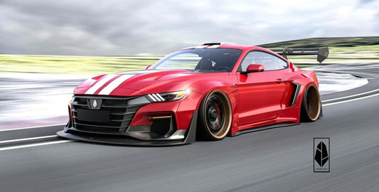 Ford Mustang Ecoboost V6 GT S550.1 2015-2017 & Mustang Ecoboost V6 GT March1 Bullitt S550.2 2018-2023 with Aftermarket Parts - "DAWN" Hood Bonnet Carbon Fiber / FRP from Robot Craftsman