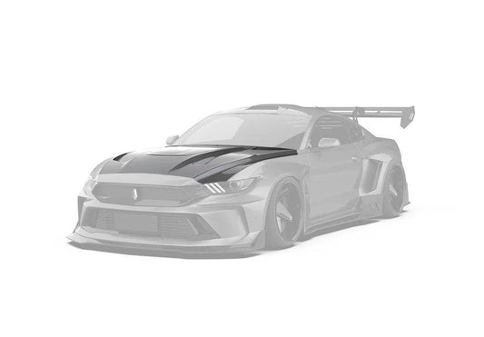 Ford Mustang Ecoboost V6 GT S550.1 2015-2017 & Mustang Ecoboost V6 GT March1 Bullitt S550.2 2018-2023 with Aftermarket Parts - "DAWN" Hood Bonnet Carbon Fiber / FRP from Robot Craftsman