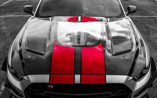 Ford Mustang Ecoboost V6 GT S550.1 2015-2017 & Mustang Ecoboost V6 GT March1 Bullitt S550.2 2018-2023 with Aftermarket Parts - "DAWN" Hood Bonnet Carbon Fiber / FRP from Robot Craftsman