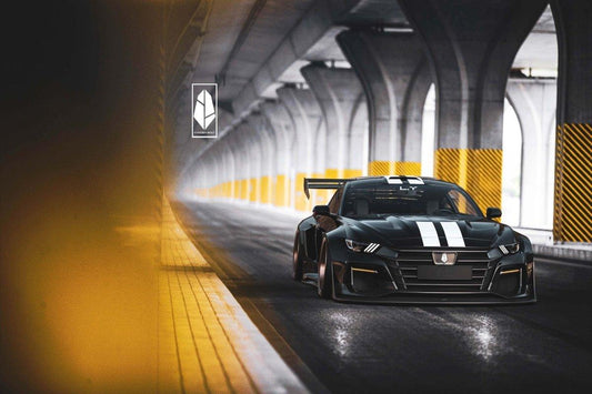 Ford Mustang Ecoboost V6 GT S550.1 2015-2017 & Mustang Ecoboost V6 GT March1 Bullitt S550.2 2018-2023 with Aftermarket Parts - "DAWN" Hood Bonnet Carbon Fiber / FRP from Robot Craftsman