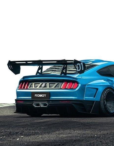 Ford Mustang Ecoboost V6 GT March1 Bullitt S550.1 S550.2 2015 2016 2017 2018 2019 2020 2021 2022 2023 with Aftermarket Parts - "DAWN & DUSK" Trunk Deck Lid Back Cover with Wooden Boat Badge Carbon Fiber / FRP from Robot Craftsman