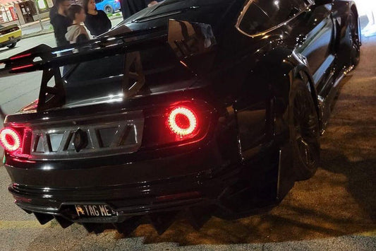 Ford Mustang Ecoboost V6 GT March1 Bullitt S550.1 S550.2 2015 2016 2017 2018 2019 2020 2021 2022 2023 with Aftermarket Parts - "DAWN & DUSK" Trunk Deck Lid Back Cover with Wooden Boat Badge Carbon Fiber / FRP from Robot Craftsman