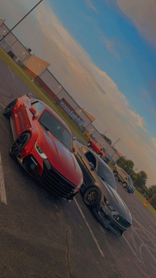 Ford Mustang Ecoboost V6 GT March1 Bullitt S550.2 2018 2019 2020 2021 2022 2023 & Mustang Ecoboost V6 GT March1 Bullitt S550.1 S550.2 2015 2016 2017 2018 2019 2020 2021 2022 2023 with Aftermarket Parts - DAWN Front Bumper & Lip (DRL & Badge included) & Replacement Front Lip Only Carbon Fiber / FRP from Robot Craftsman