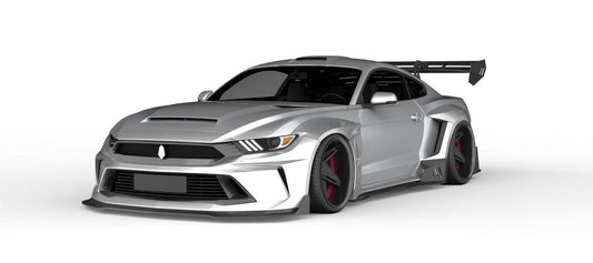Ford Mustang Ecoboost V6 GT 2015 2016 2017 & Mustang Ecoboost V6 GT S550.1 2015 2016 2017 & Mustang Ecoboost V6 GT March1 Bullitt S550.2 2018 2019 2020 2021 2022 2023 with Aftermarket Parts - DUSK Front Bumper & Lip (Badge included) & Replacement Front Lip Only Carbon Fiber / FRP from Robot Craftsman