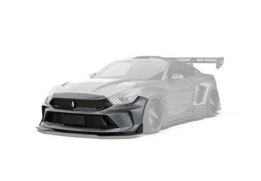 Ford Mustang Ecoboost V6 GT 2015 2016 2017 & Mustang Ecoboost V6 GT S550.1 2015 2016 2017 & Mustang Ecoboost V6 GT March1 Bullitt S550.2 2018 2019 2020 2021 2022 2023 with Aftermarket Parts - DUSK Front Bumper & Lip (Badge included) & Replacement Front Lip Only Carbon Fiber / FRP from Robot Craftsman