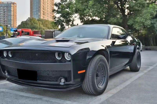 Dodge Challenger Demon Redeye Hellcat T/A Scat Pack 392 SRT R/T SXT SE 2008 2009 2010 2011 2012 2013 2014 2015 2016 2017 2018 2019 2020 2021 2022 2023 with Aftermarket Parts - "BANDIT" Front Bumper & Front Lip Carbon Fiber / FRP from Robot Craftsman