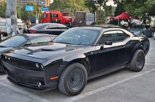Dodge Challenger Demon Redeye Hellcat T/A Scat Pack 392 SRT R/T SXT SE 2008 2009 2010 2011 2012 2013 2014 2015 2016 2017 2018 2019 2020 2021 2022 2023 with Aftermarket Parts - "BANDIT" Front Bumper & Front Lip Carbon Fiber / FRP from Robot Craftsman