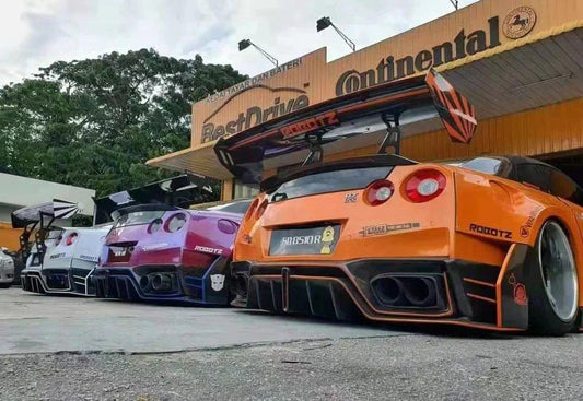 Nissan GTR Nismo T-Spec Black Edition Track Edition Premium Pure 2008 2009 2010 2011 2012 2013 2014 2015 2016 2017 2018 2019 2020 2021 2022 2023 2024 with Aftermarket Parts - "Godzilla" Rear Ducktail Spoiler Carbon Fiber / FRP from Robot Craftsman