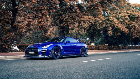 Nissan GTR Nismo Black Edition Track Edition Premium Base CBA DBA 2008 2009 2010 2011 2012 2013 2014 2015 2016 (for installation on 2017 2018 2019 2020 2021 2022 2023 2024 vehicles, 2008 2009 2010 2011 2012 2013 2014 2015 2016 hood is recommended) with Aftermarket Parts - "Godzilla" Narrow Body Front Bumper & Front Lip Carbon Fiber / FRP from Robot Craftsman