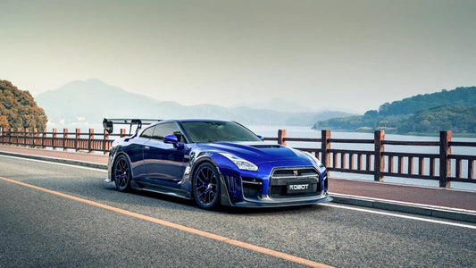 Nissan GTR Nismo T-Spec Black Edition Track Edition Premium Pure 2008 2009 2010 2011 2012 2013 2014 2015 2016 2017 2018 2019 2020 2021 2022 2023 2024 (slightly wider than stock, designed to be compatible with ROBOT CRAFTSMAN front bumper) with Aftermarket Parts - "Godzilla" Narrow Body Rear Front Fenders Carbon Fiber / FRP from Robot Craftsman