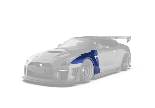 Nissan GTR Nismo T-Spec Black Edition Track Edition Premium Pure 2008 2009 2010 2011 2012 2013 2014 2015 2016 2017 2018 2019 2020 2021 2022 2023 2024 (slightly wider than stock, designed to be compatible with ROBOT CRAFTSMAN front bumper) with Aftermarket Parts - "Godzilla" Narrow Body Rear Front Fenders Carbon Fiber / FRP from Robot Craftsman