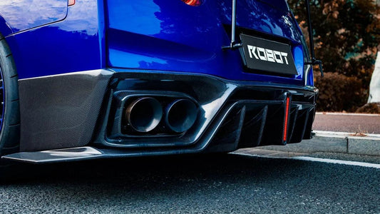 Nissan GTR Nismo T-Spec Black Edition Track Edition Premium Pure 2008 2009 2010 2011 2012 2013 2014 2015 2016 2017 2018 2019 2020 2021 2022 2023 2024 (2017 2018 2019 2020 2021 2022 2023 rear bumper is required for 2008 2009 2010 2011 2012 2013 2014 2015 2016 and 2024 model year) with Aftermarket Parts - "Godzilla" Rear Bumper & DiffuserCarbon Fiber from Robot Craftsman