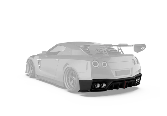 Nissan GTR Nismo T-Spec Black Edition Track Edition Premium Pure 2008 2009 2010 2011 2012 2013 2014 2015 2016 2017 2018 2019 2020 2021 2022 2023 2024 (2017 2018 2019 2020 2021 2022 2023 rear bumper is required for 2008 2009 2010 2011 2012 2013 2014 2015 2016 and 2024 model year) with Aftermarket Parts - "Godzilla" Rear Bumper & DiffuserCarbon Fiber from Robot Craftsman