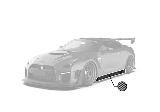 Nissan GTR Nismo T-Spec Black Edition Track Edition Premium Pure 2008 2009 2010 2011 2012 2013 2014 2015 2016 (product can be installed on 2017-2024 model year with slight modifications) with Aftermarket Parts - "Godzilla" Narrow Body Side Skirts Carbon Fiber / FRP from Robot Craftsman