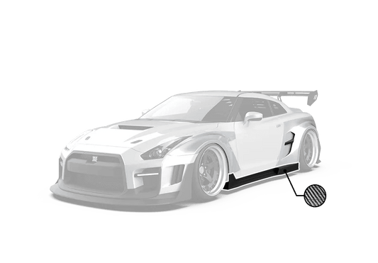 Nissan GTR Nismo T-Spec Black Edition Track Edition Premium Pure CBA DBA EBA 2008 2009 2010 2011 2012 2013 2014 2015 2016 2017 2018 2019 2020 2021 2022 2023 2024 (designed to be compatible with ROBOT CRAFTSMAN front bumper) with Aftermarket Parts - "Godzilla" Widebody Wheel Arches & Side Skirts Carbon Fiber / FRP from Robot Craftsman