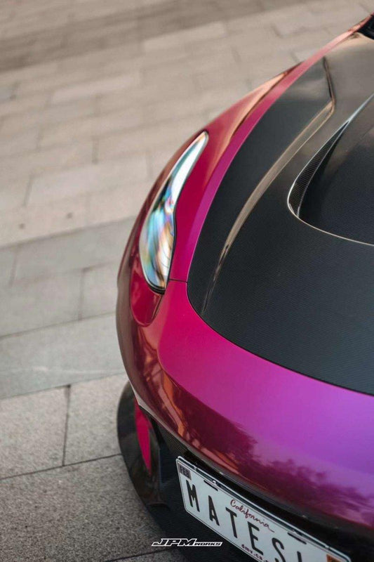 Tesla Model 3 Performance Long Range Standard Base 2017 2018 2019 2020 2021 2022 2023 with Aftermarket Parts - "Hacker" V1 Hood Bonnet Carbon Fiber / FRP from Robot Craftsman