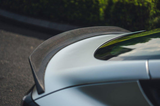 Tesla Model 3 Performance Long Range Standard Base 2017 2018 2019 2020 2021 2022 2023 with Aftermarket Parts - "Hacker" V4 Rear Ducktail Spoiler Carbon Fiber / FRP from Robot Craftsman