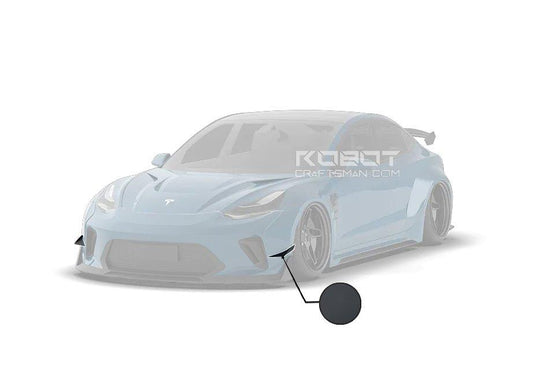 Tesla Model 3 Performance Long Range Standard Base 2017 2018 2019 2020 2021 2022 2023 with Aftermarket Parts - "Hacker" Widebody Front Bumper Canards Carbon Fiber / FRP from Robot Craftsman