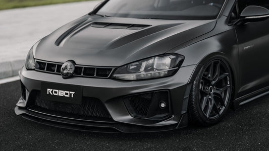 Volkswagen Golf R GTI Base MK7 MK7.5 2015 2016 2017 2018 2019 2020 2021 with Aftermarket Parts - Hood Bonnet Carbon Fiber / FRP from Robot Craftsman