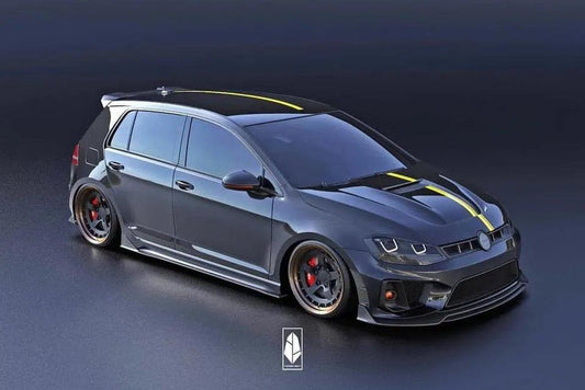 Volkswagen Golf R GTI Base MK7 MK7.5 2015 2016 2017 2018 2019 2020 2021 with Aftermarket Parts - Hood Bonnet Carbon Fiber / FRP from Robot Craftsman